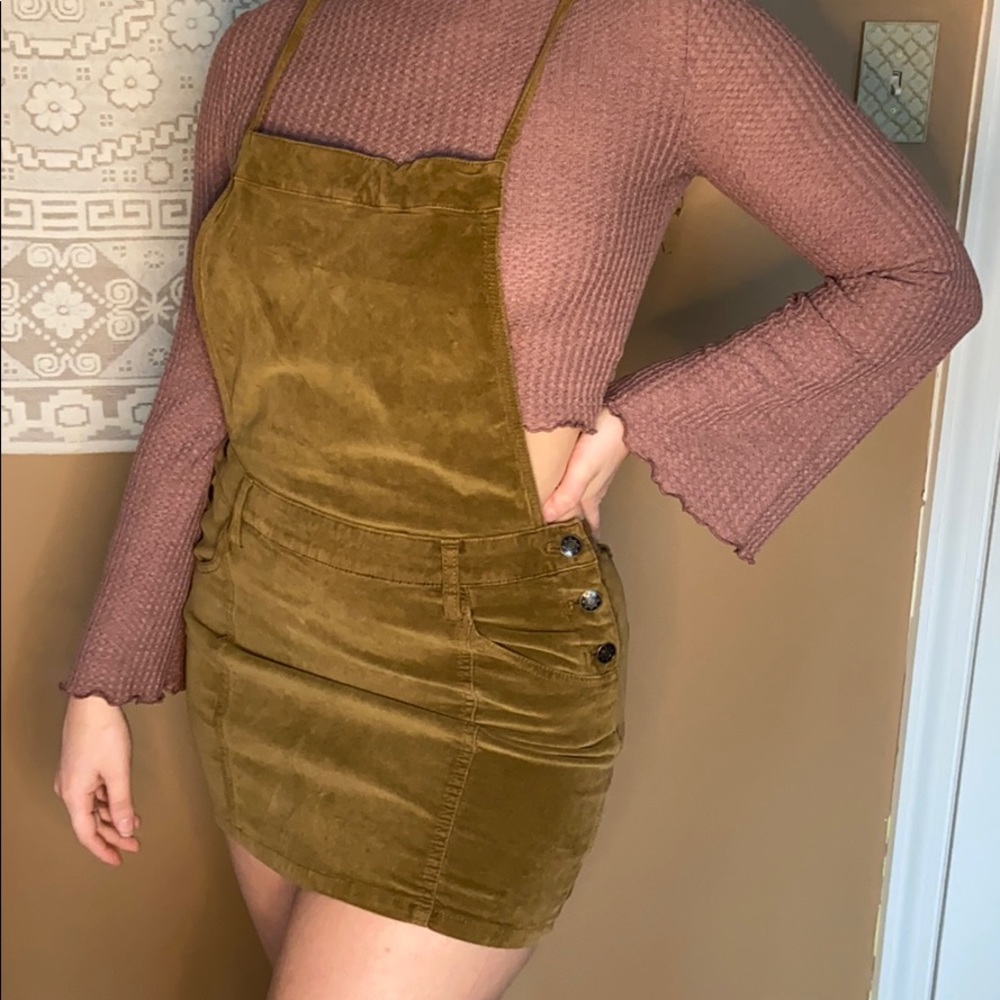 Free People Brown/ Tan Suede Overall Dress